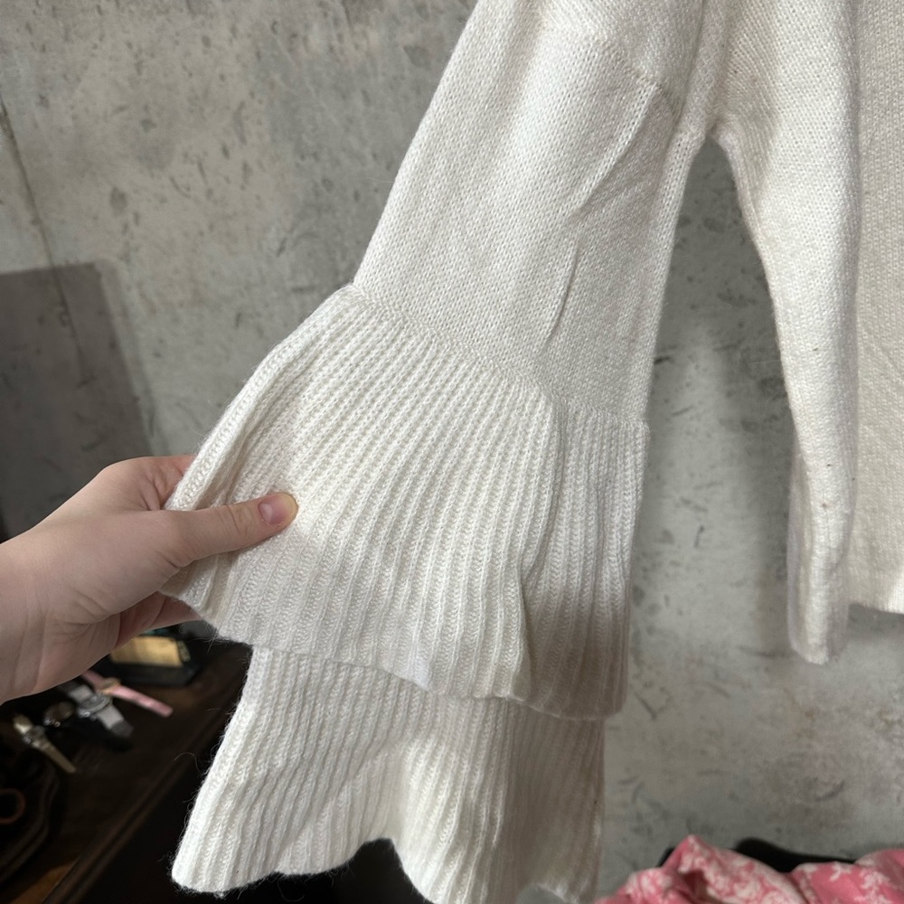 Cream Ruffle Sleeve Sweater - Picture 3 of 3